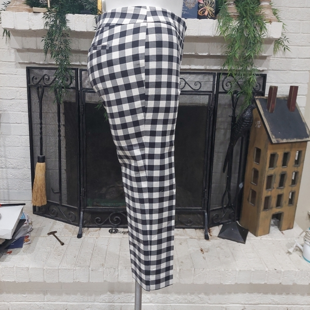 Ann Taylor Devin Fit Cropped Pants Black White Plaid Gingham Womens Sz 8 Classic - Picture 5 of 9